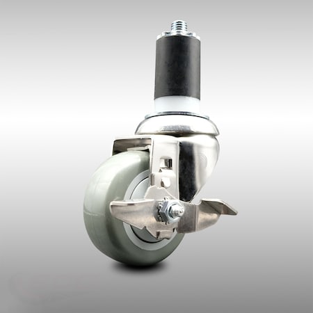 Service Caster 3 Inch 316SS Gray Polyurethane Swivel 1-1/2 Inch Expanding Stem Caster Brake SCC-SS316EX20S314-PPUB-TLB-112